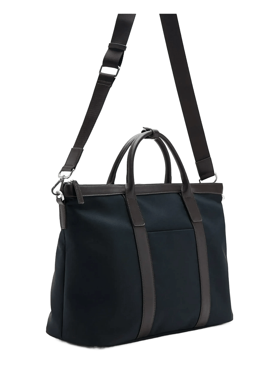 Mango - Travel tote bag with leather details - Übernachtungstaschen - navy - 1