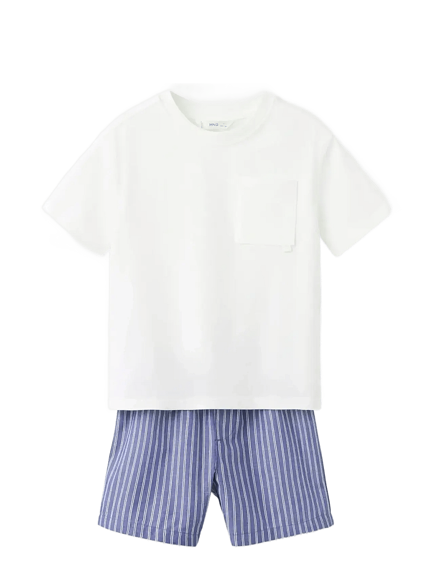 Mango - Striped short pyjamas - pyjamasset - natural white - 0