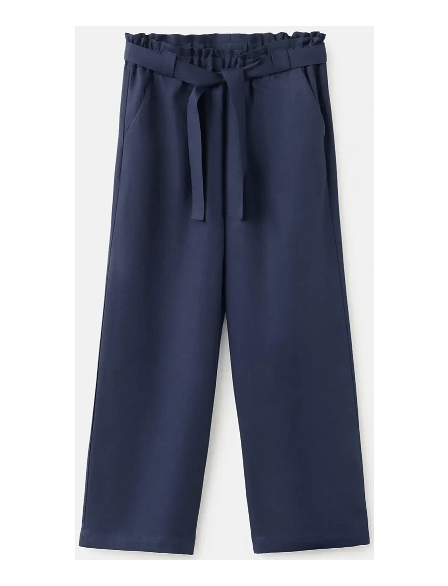Mango - Lyocell tie-waist trousers - byxor - navy - 0