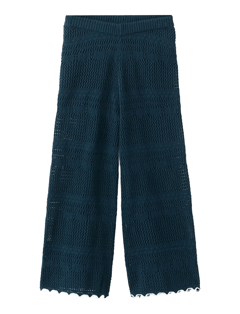 Mango - Contrast crochet trousers - bukser - navy - 0
