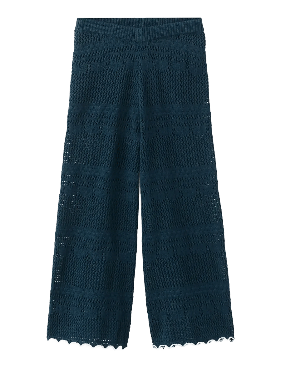 Mango - Contrast crochet trousers - byxor - navy - 0
