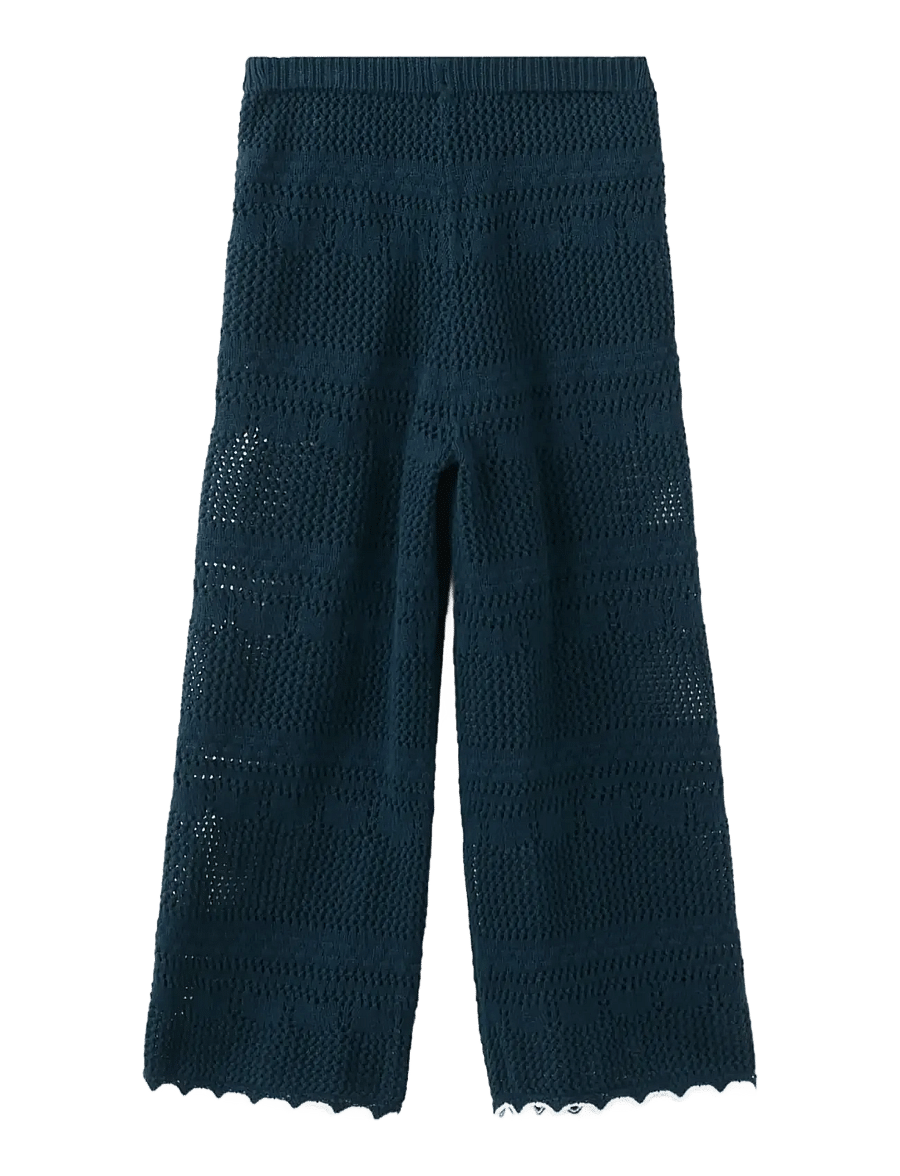 Mango - Contrast crochet trousers - byxor - navy - 1