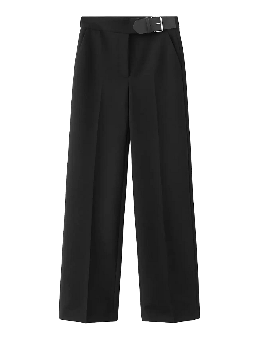 Mango - Belt straight-fit trousers - kostymbyxor - black - 1