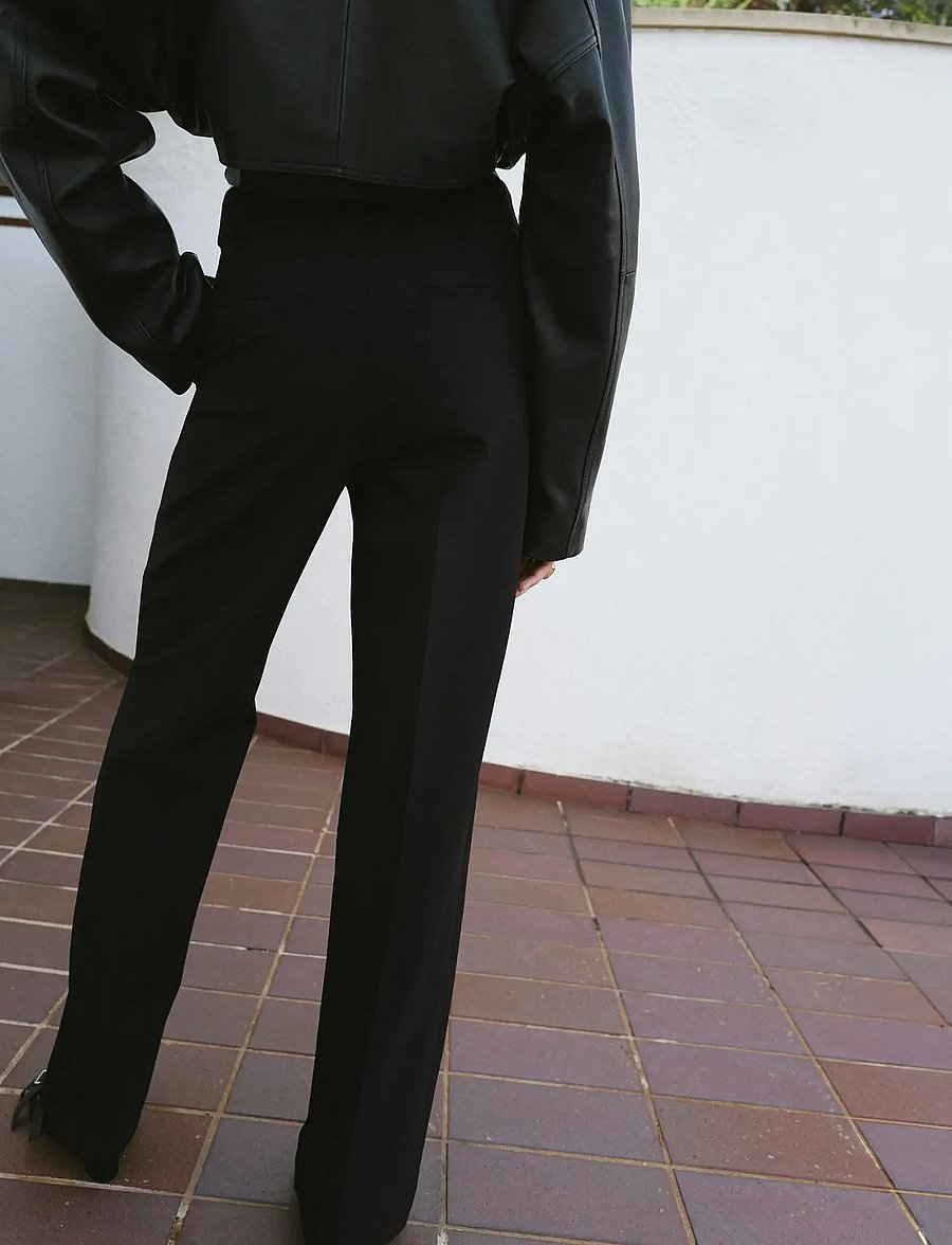Mango - Belt straight-fit trousers - kostymbyxor - black - 2