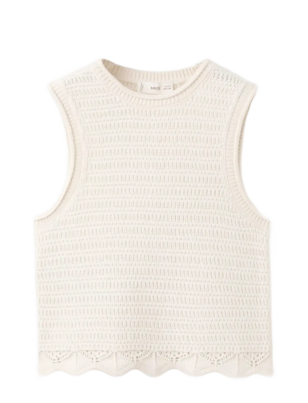 Mango Embroidered knitted top - Westen - LIGHT BEIGE / cream