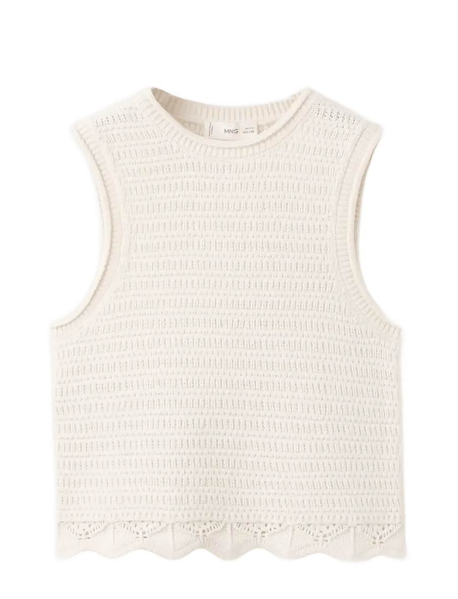 Mango - Embroidered knitted top - västar - light beige - 0