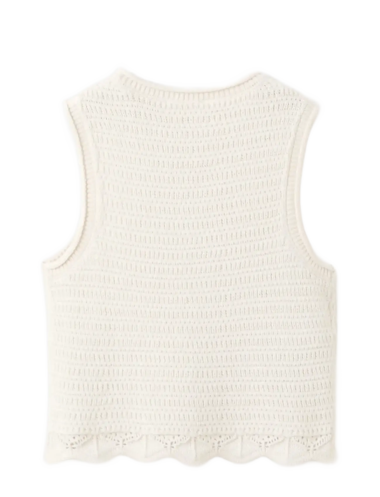 Mango - Embroidered knitted top - västar - light beige - 1