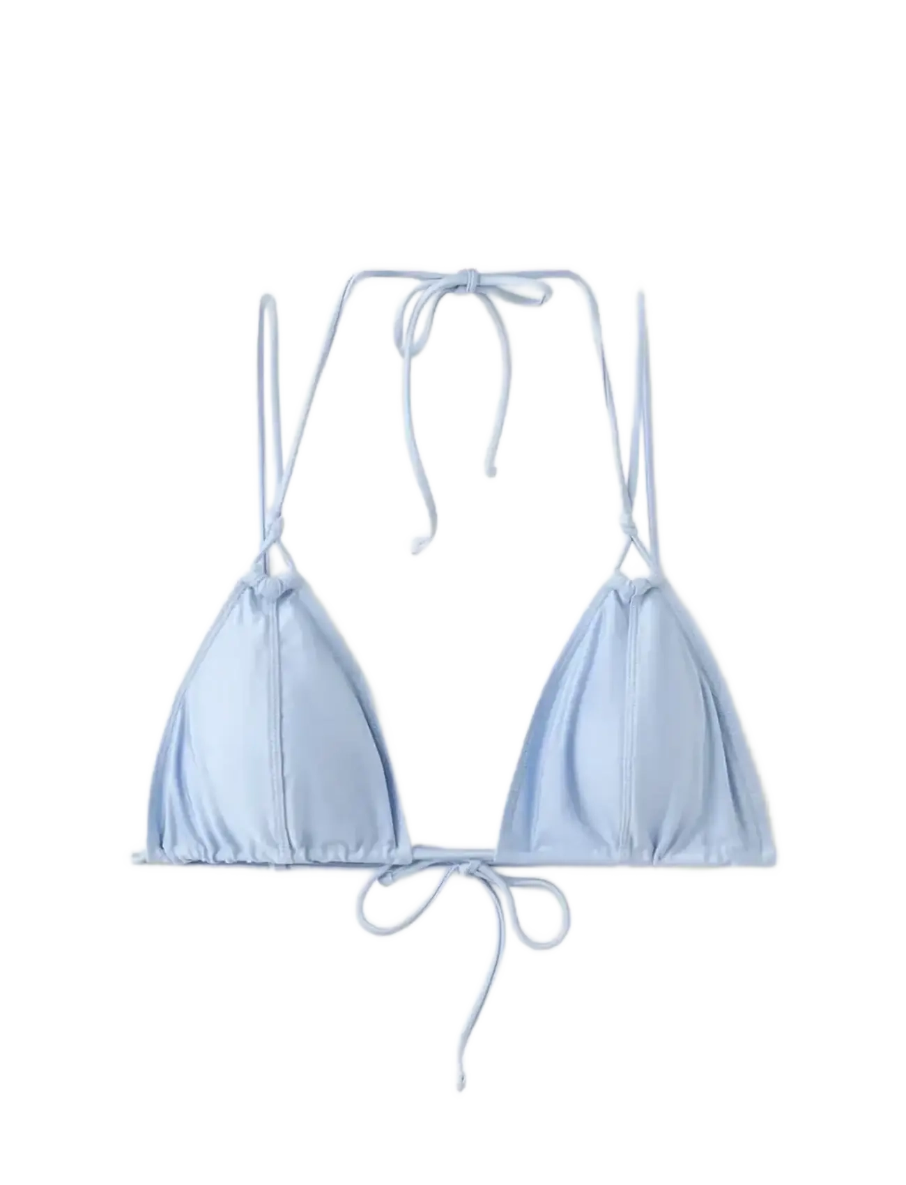 Mango Satin effect tie-side bikini top - Bikinis - LT-PASTEL BLUE / blue
