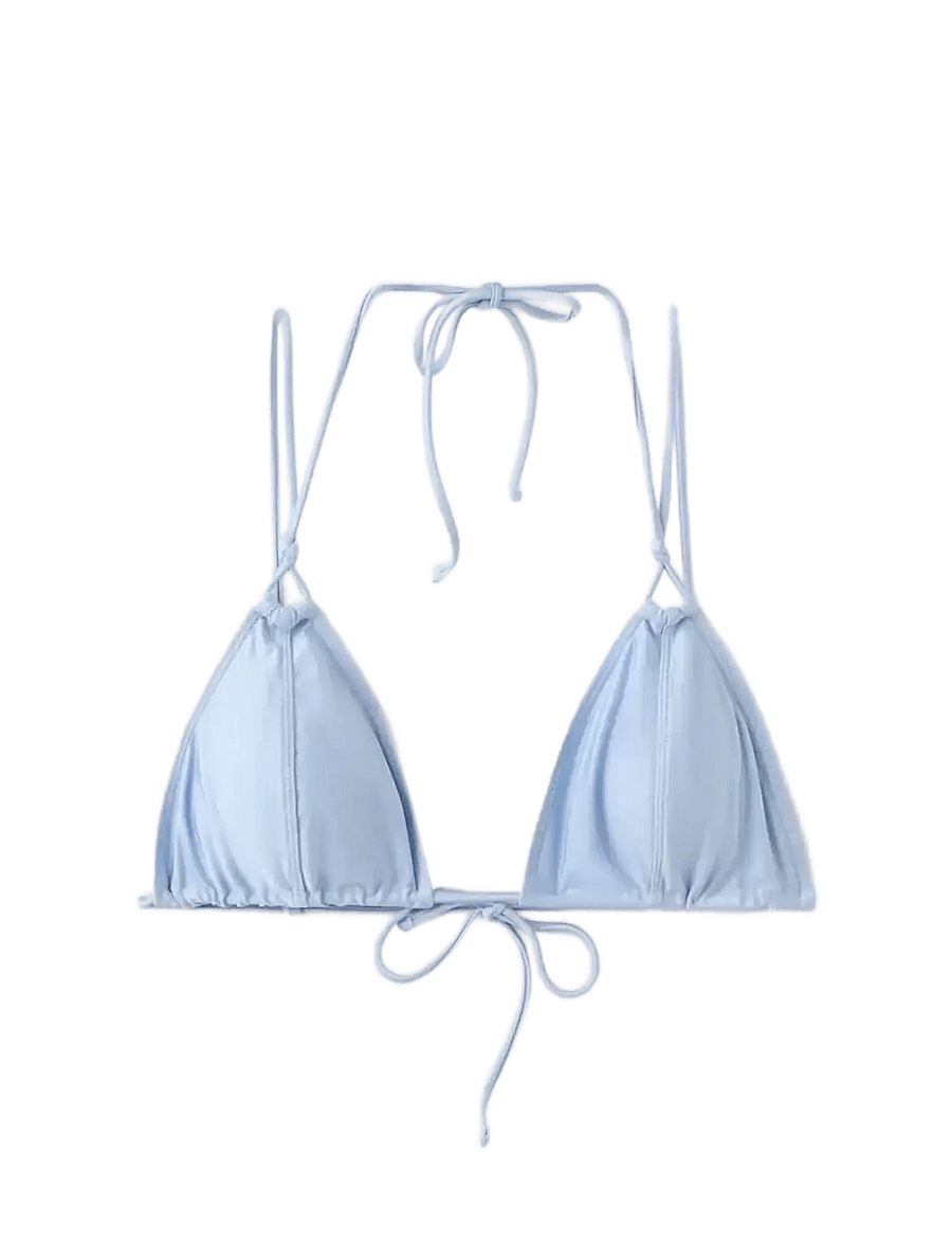 Mango - Satin effect tie-side bikini top - bikinis med trekantform - lt-pastel blue - 1
