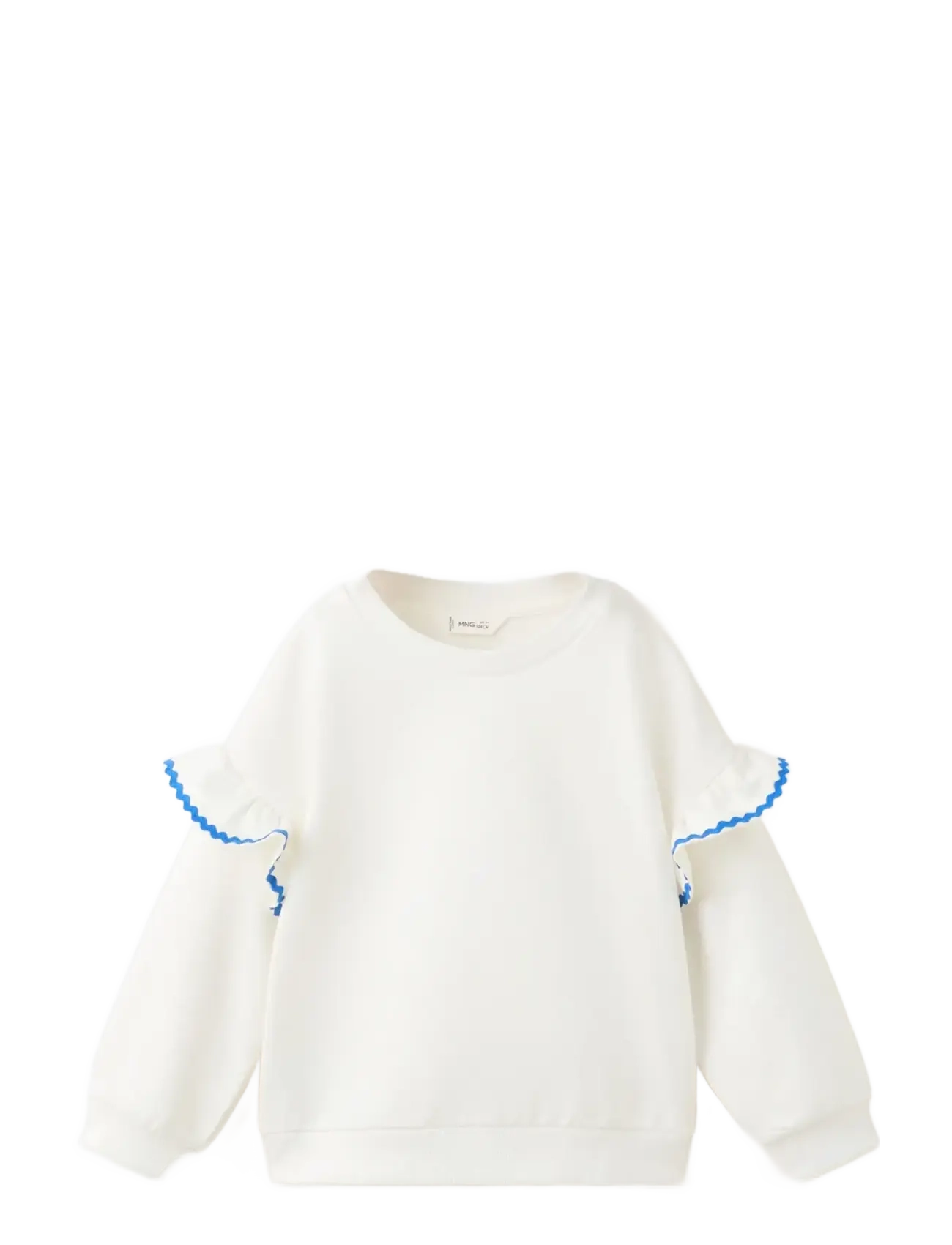 Mango Contrast Frill Sweatshirt, Børn, Flæse Sweatshirt, Cream, Str: 3-4