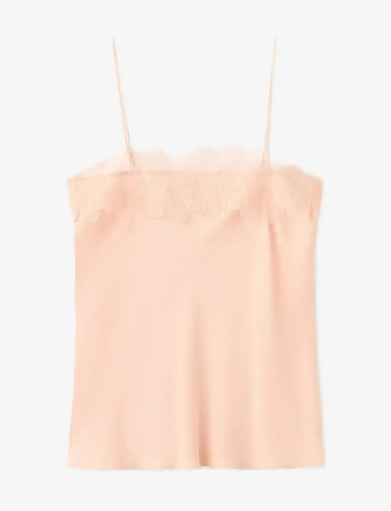 Mango - Lace trim top - tanktops - pink - 1