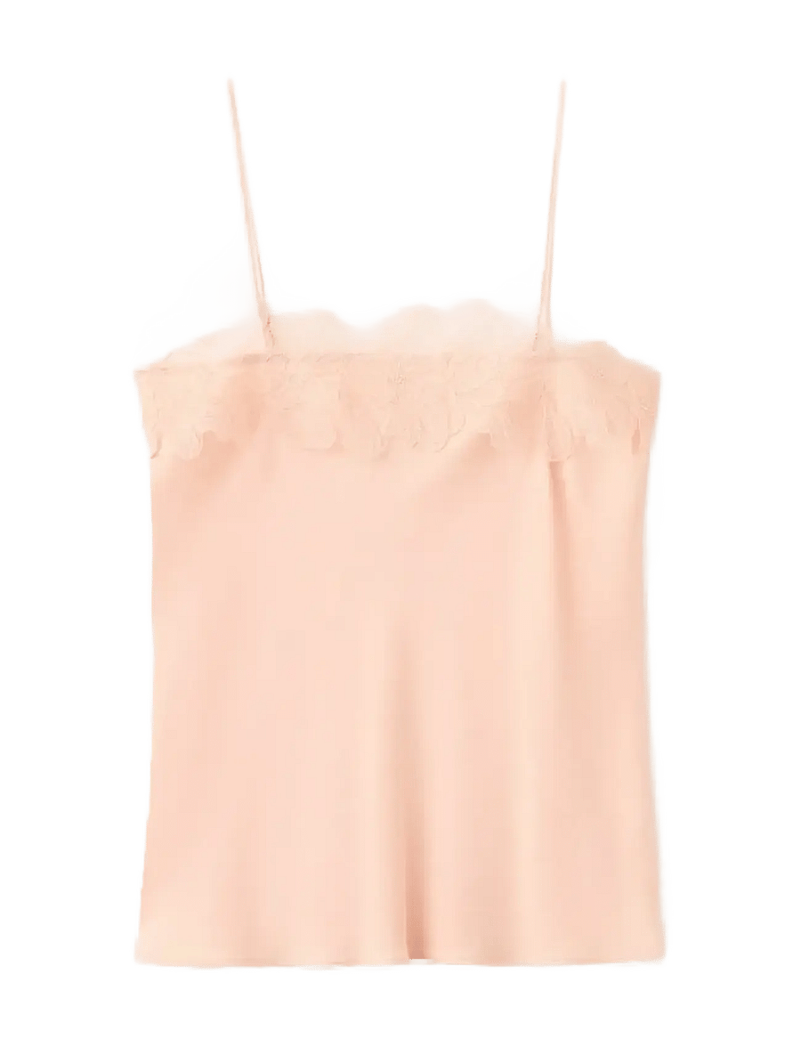 Mango - Lace trim top - tanktops - pink - 1