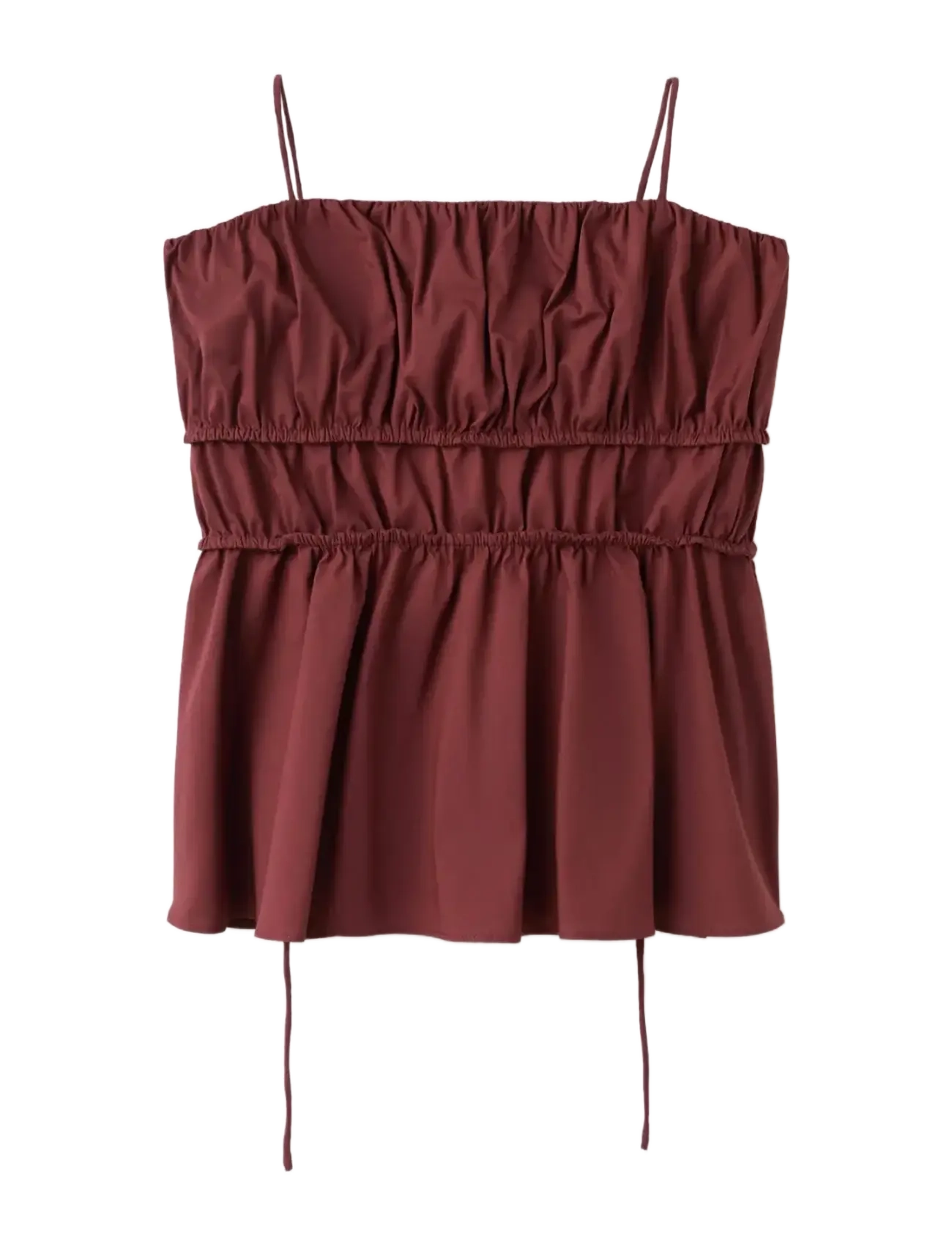 Mango Ruched cotton top - T-Shirts & Tops - MEDIUM ORANGE / burgundy