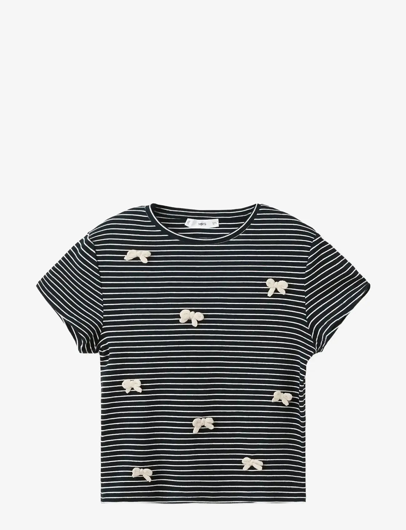 Mango - Striped T-shirt with ties - t-shirts - navy - 1