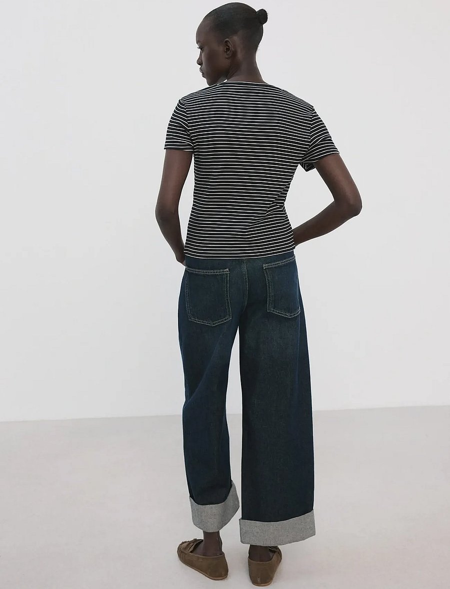 Mango - Striped T-shirt with ties - t-shirts - navy - 2