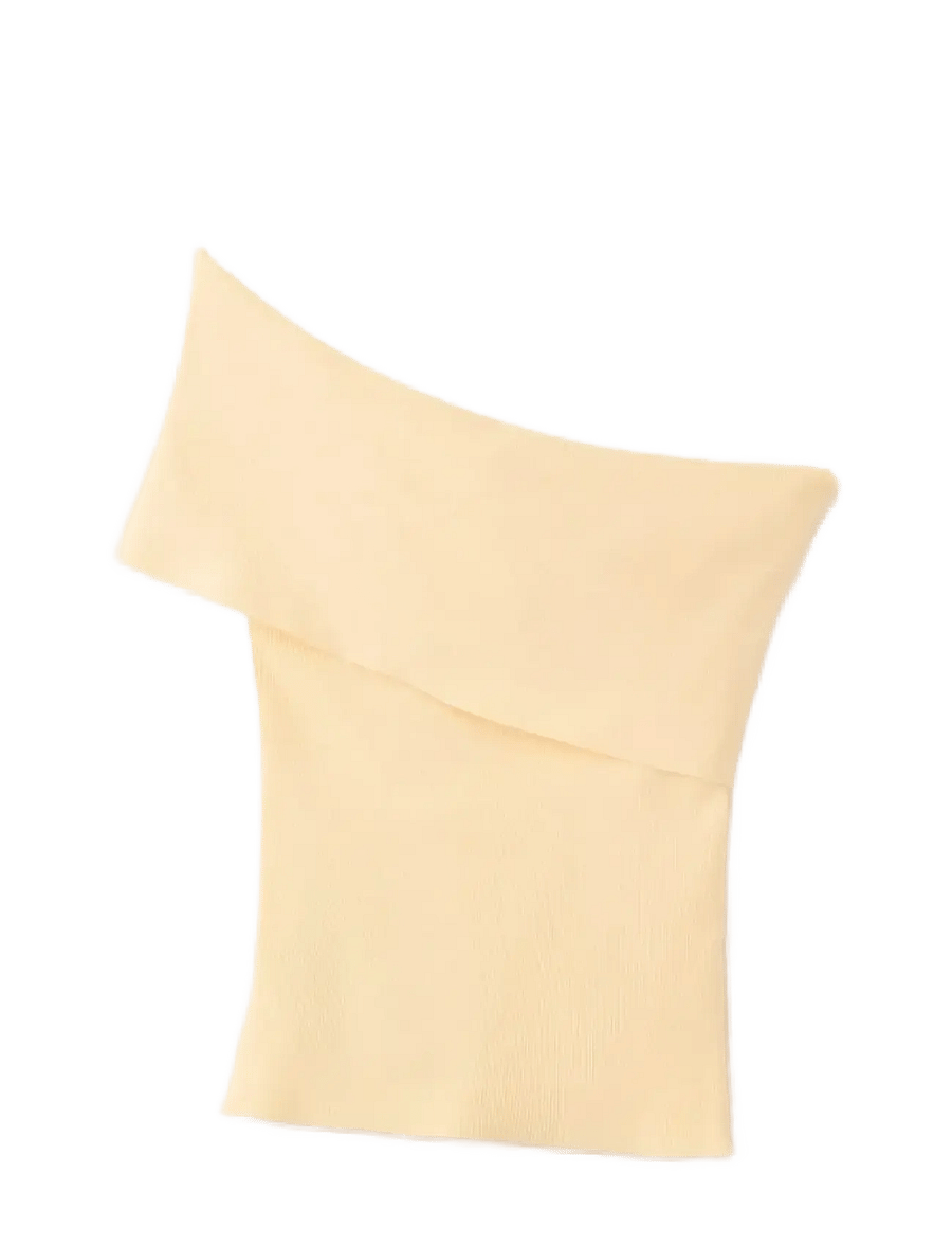 Mango - Strapless knitted top - tanktops - yellow - 1