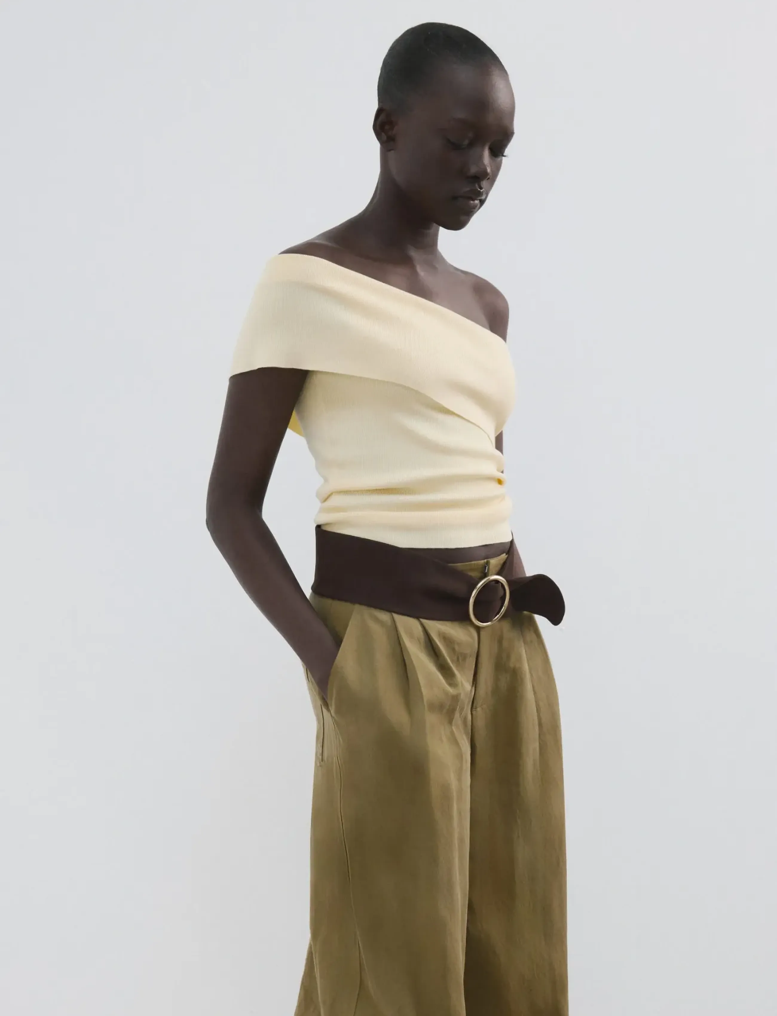 Mango Strapless Knitted Top, XL, Yellow, T-Shirts & Toppe > Uden Ærmer, Dame