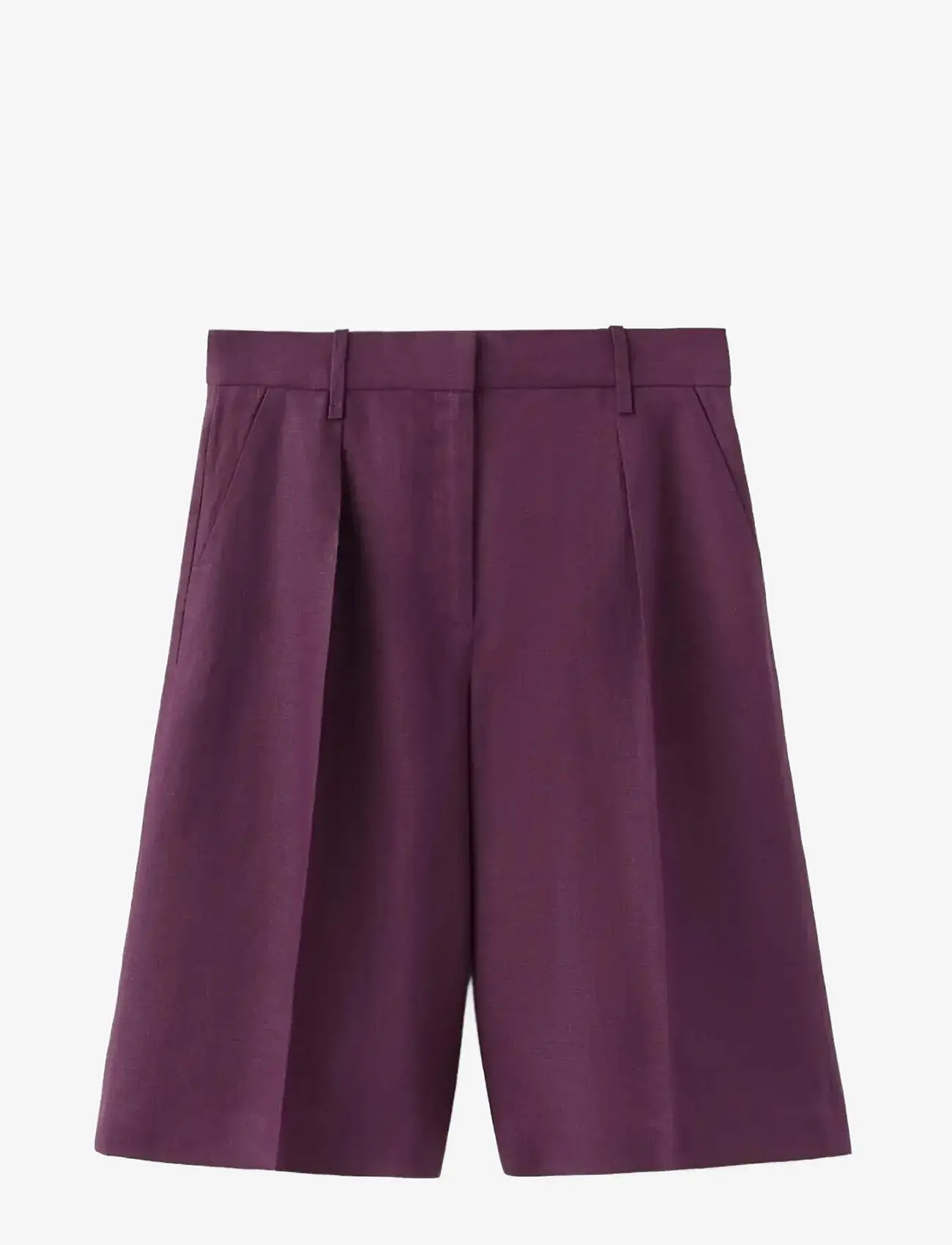 Mango - Straight linen Bermuda shorts - linneshorts - medium purple - 1