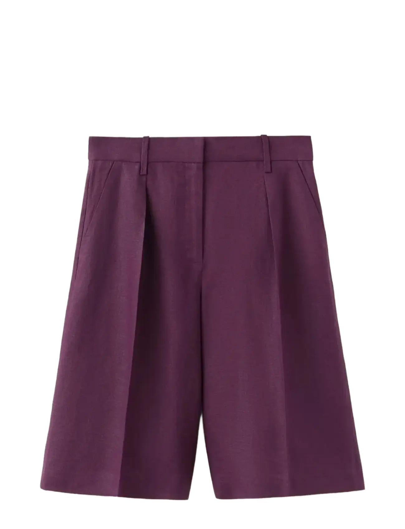 Mango Straight linen Bermuda shorts - Tøj - MEDIUM PURPLE / purple