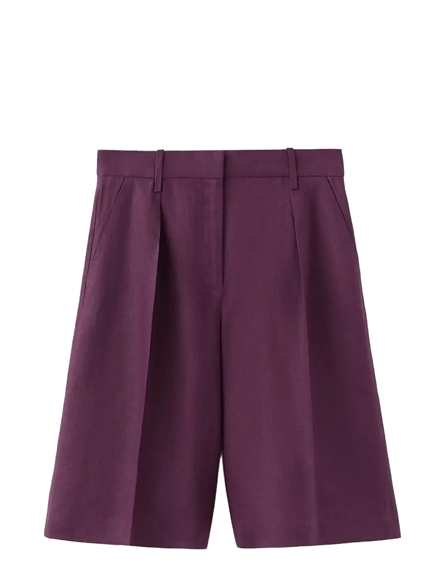 Mango - Straight linen Bermuda shorts - linneshorts - medium purple - 1