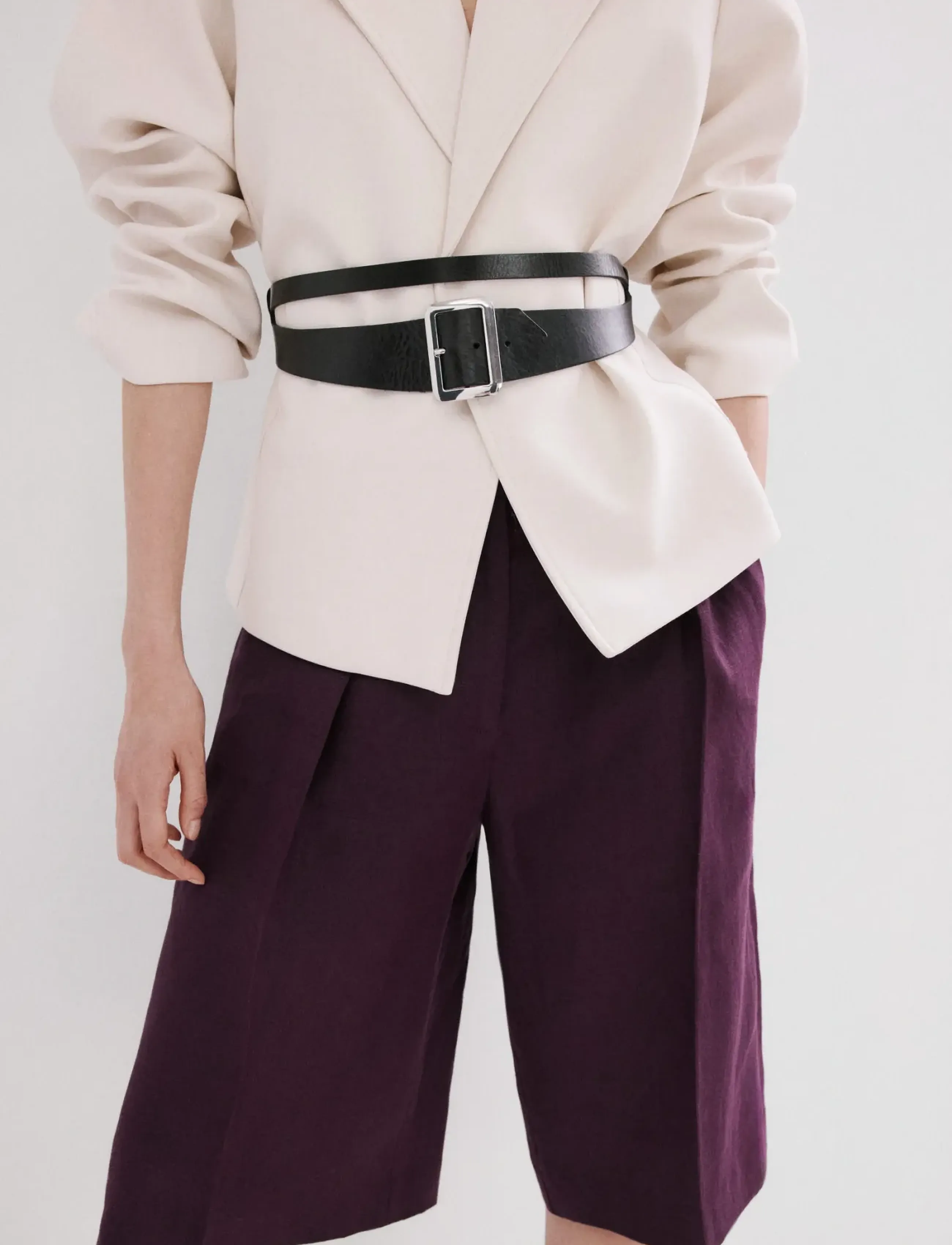 Mango Straight linen Bermuda shorts - Shorts - MEDIUM PURPLE / purple