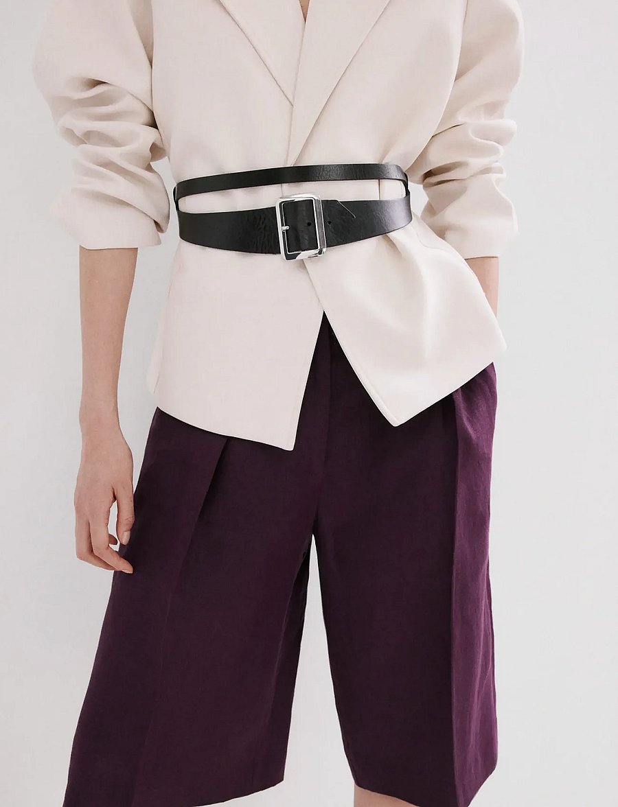 Mango - Straight linen Bermuda shorts - linneshorts - medium purple - 0