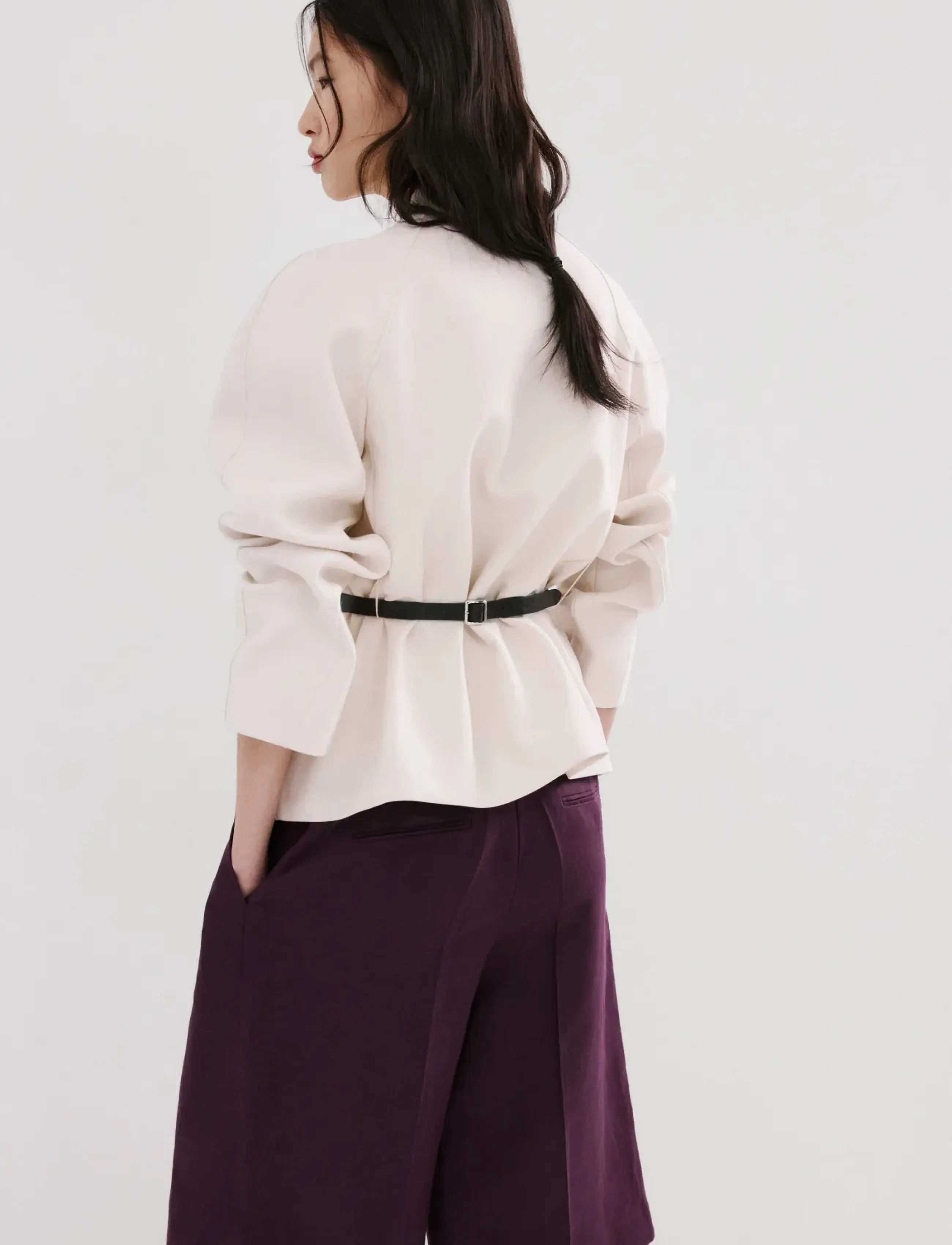 Mango - Straight linen Bermuda shorts - linneshorts - medium purple - 2