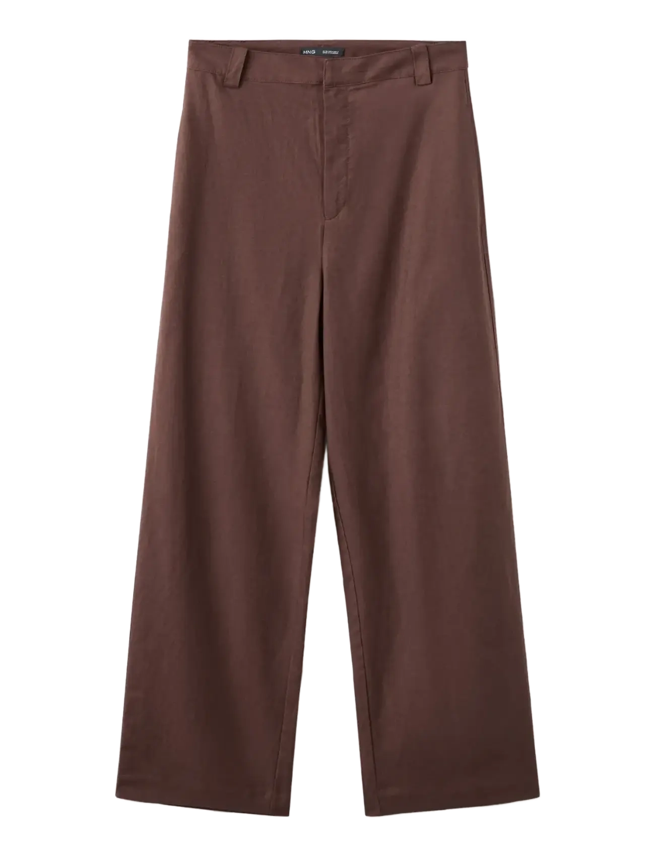 MANGO Linen High-Waist Hosen Braun - 36 - Damen