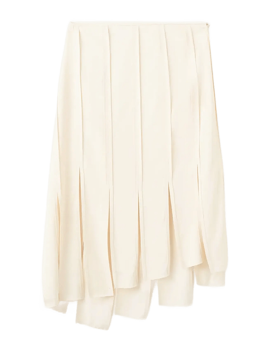 Mango - Midi skirt with pleated asymmetric hem - plisserade kjolar - lt pastel brown - 1