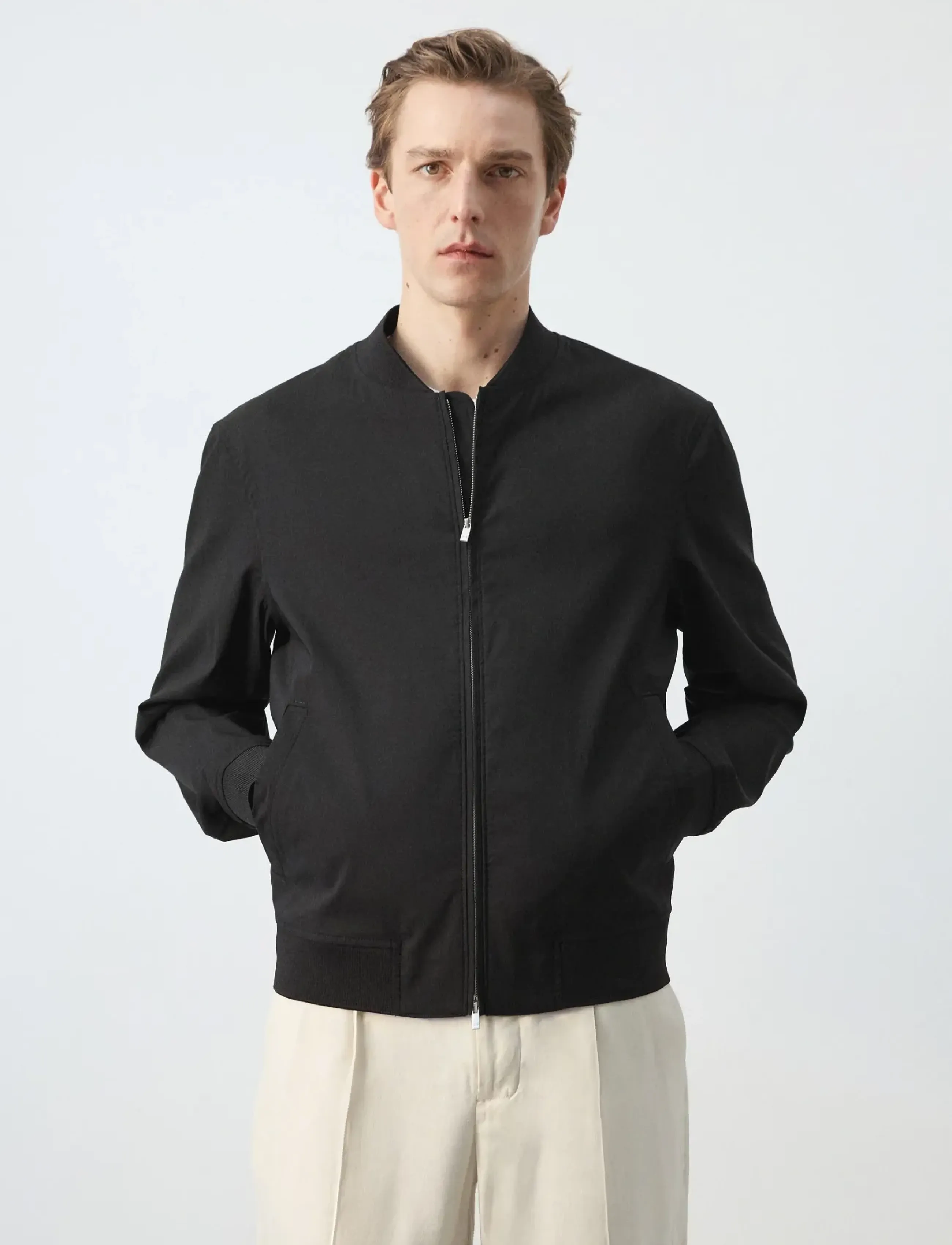 Mango Straight lyocell bomber - Mango - BLACK / black
