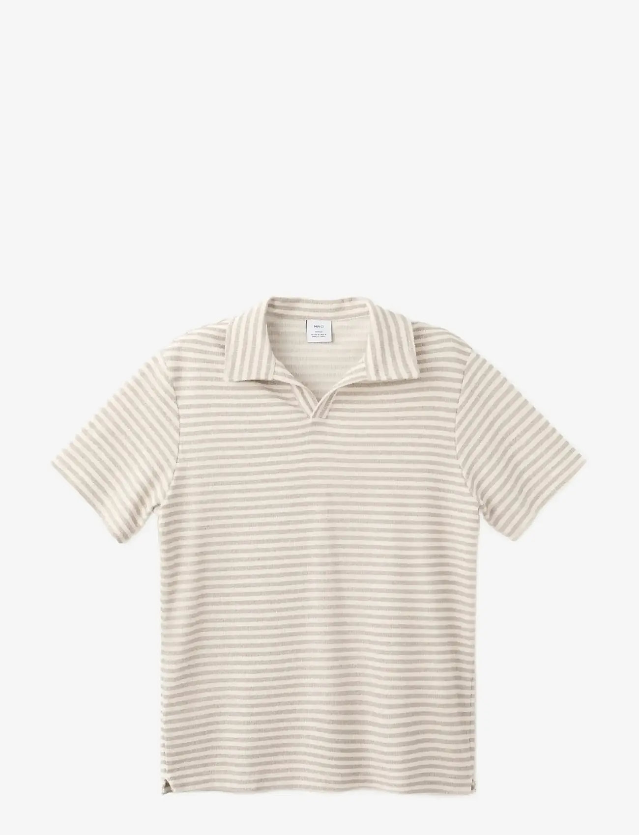 Mango - Regular fit textured stripe polo - laveste priser - light beige - 1