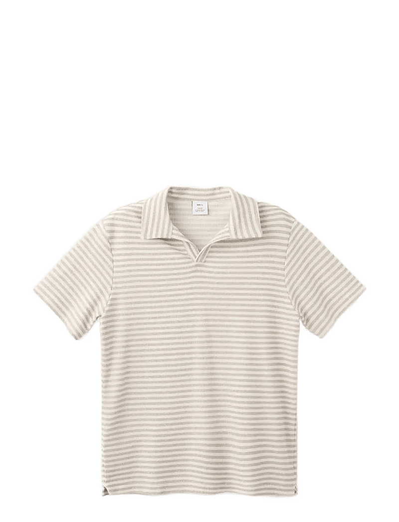 Mango - Regular fit textured stripe polo - kortærmede poloer - light beige - 1