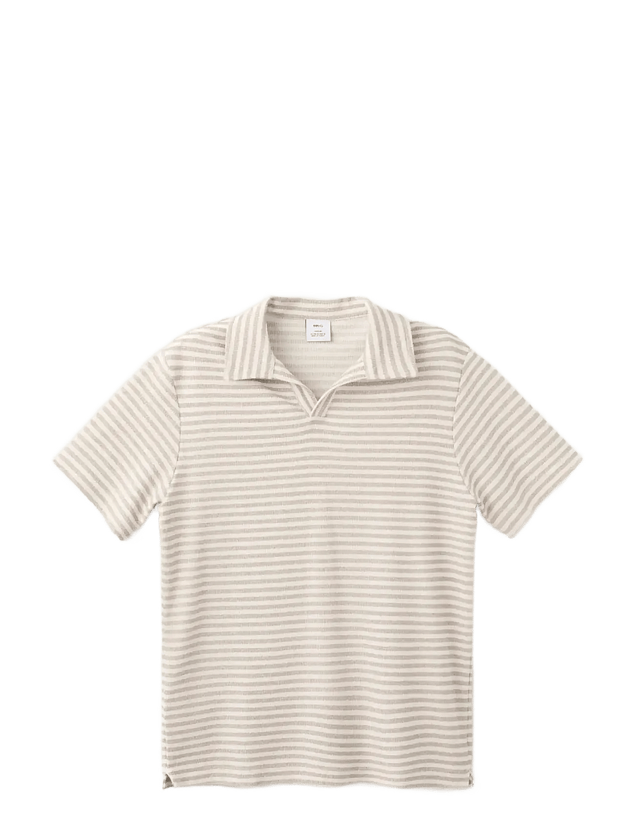 Mango - Regular fit textured stripe polo - kortærmede poloer - light beige - 1