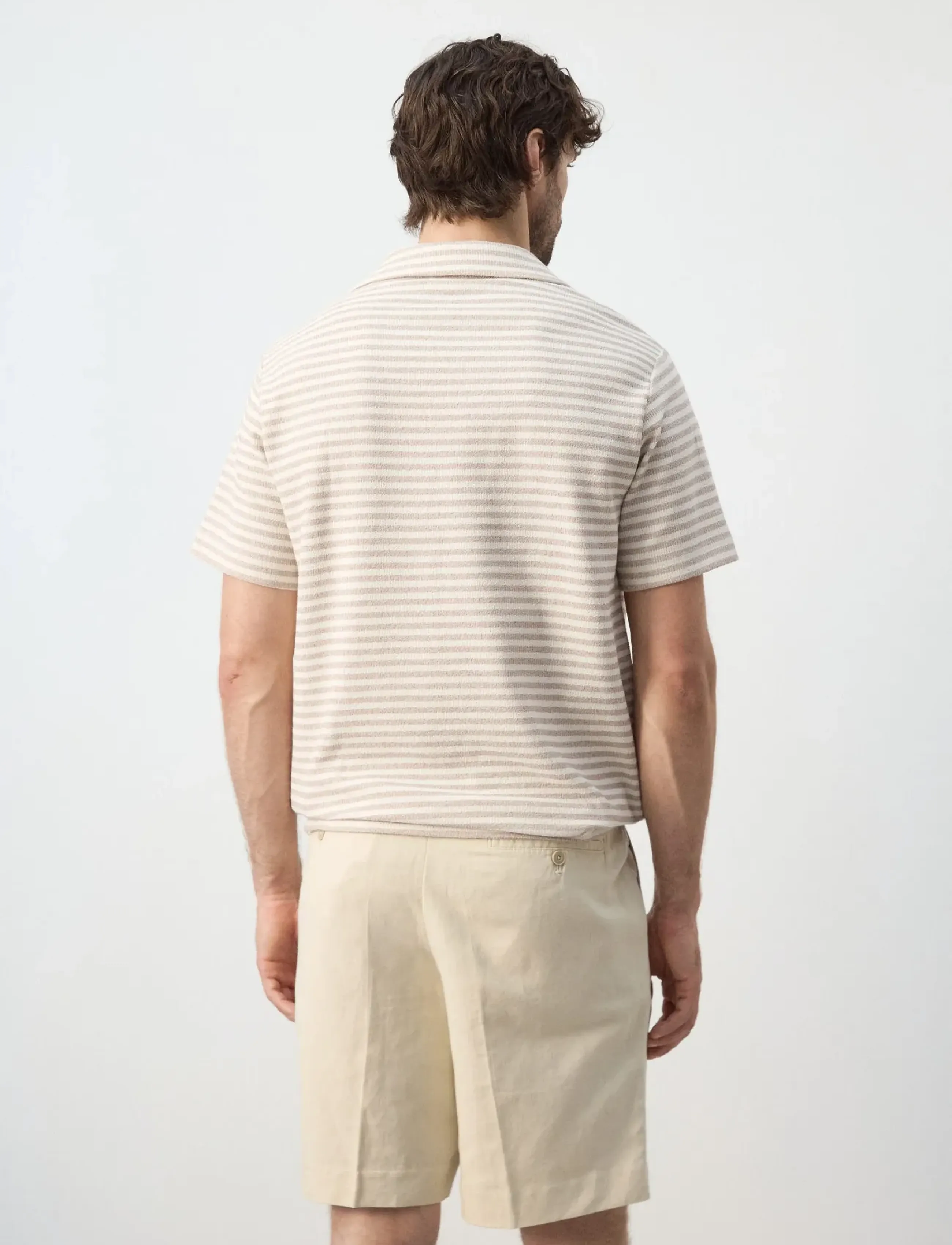 Mango - Regular fit textured stripe polo - kortærmede poloer - light beige - 2