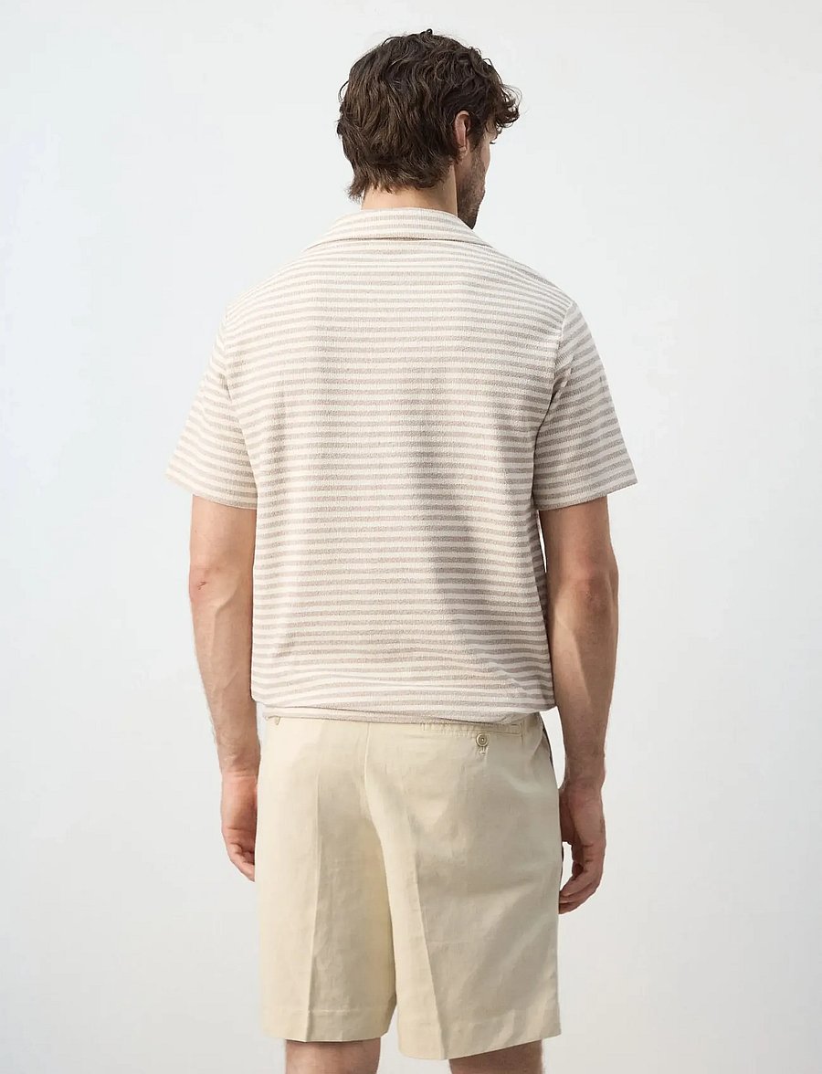 Mango - Regular fit textured stripe polo - kortærmede poloer - light beige - 2