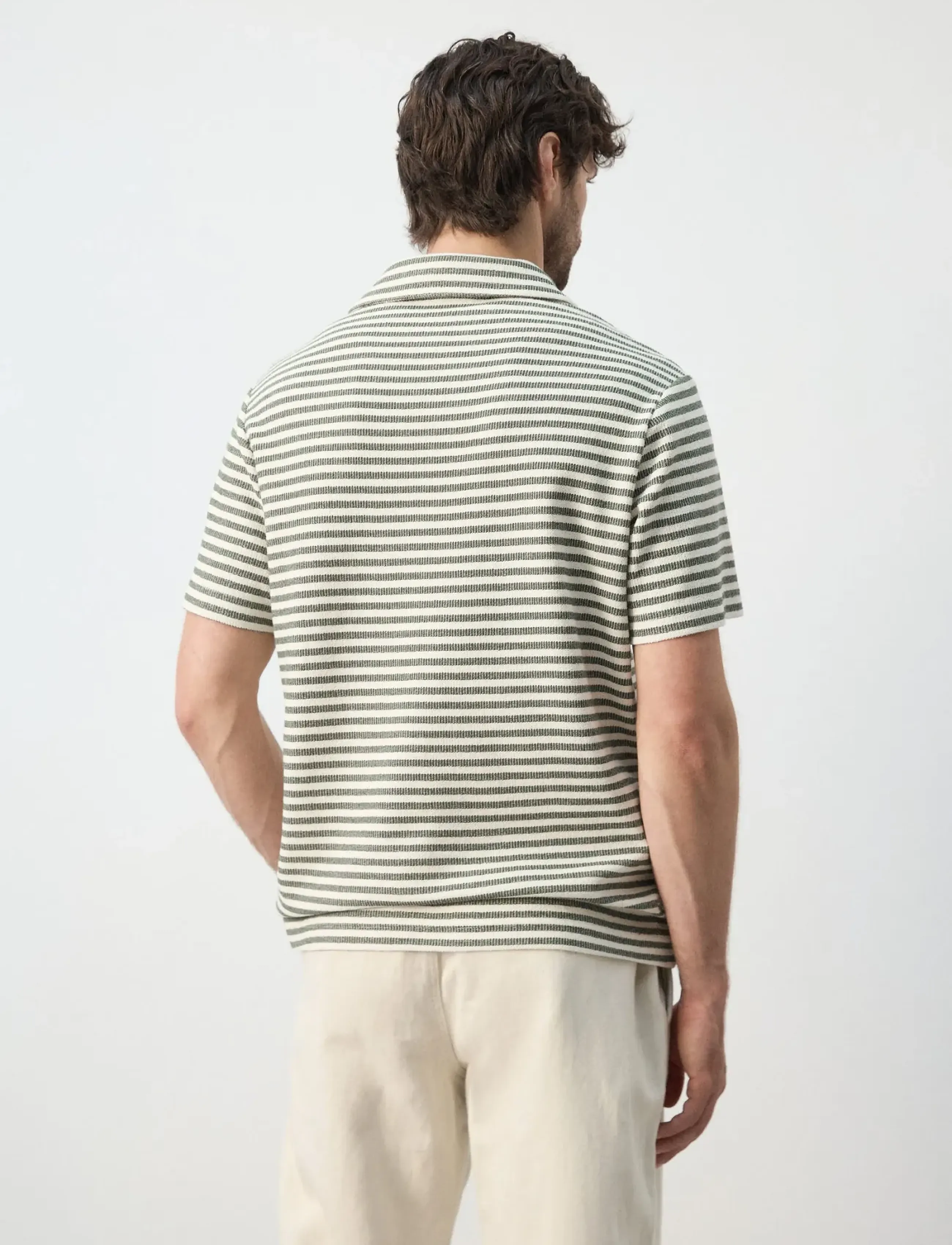 Mango - Regular fit textured stripe polo - die niedrigsten preise - medium green - 2