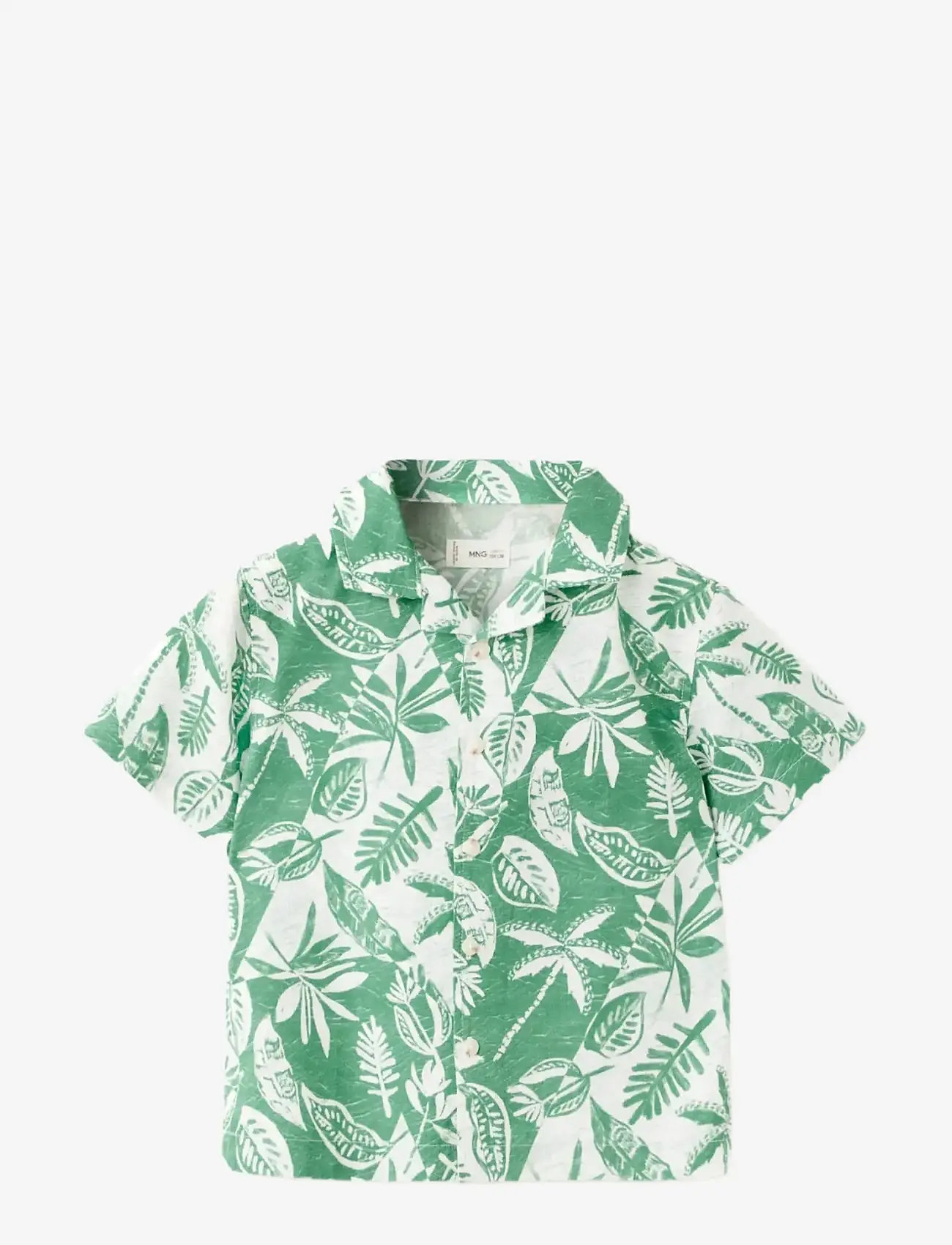 Mango - Floral-print cotton shirt - kortærmede skjorter - green - 0