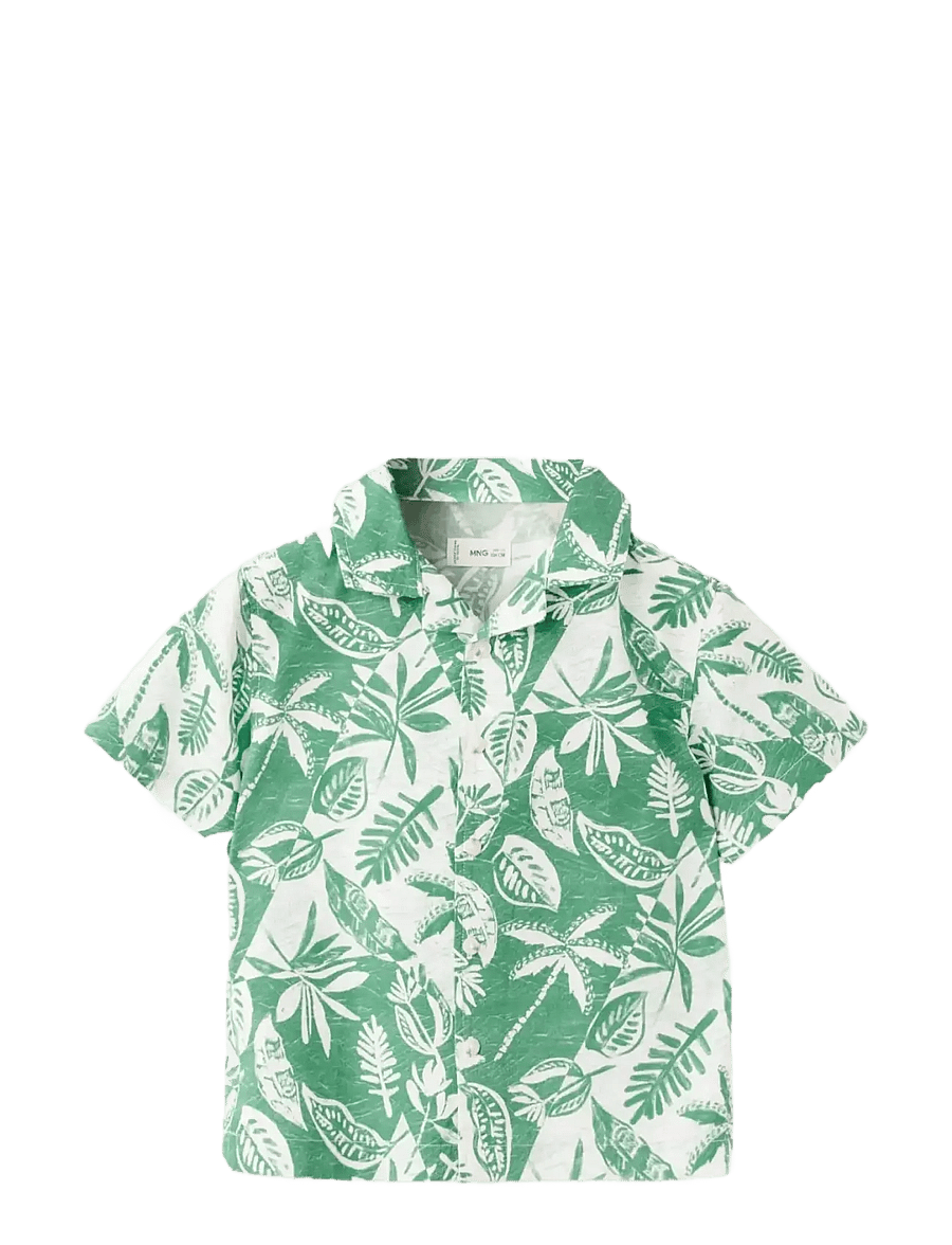 Mango - Floral-print cotton shirt - kortærmede skjorter - green - 0