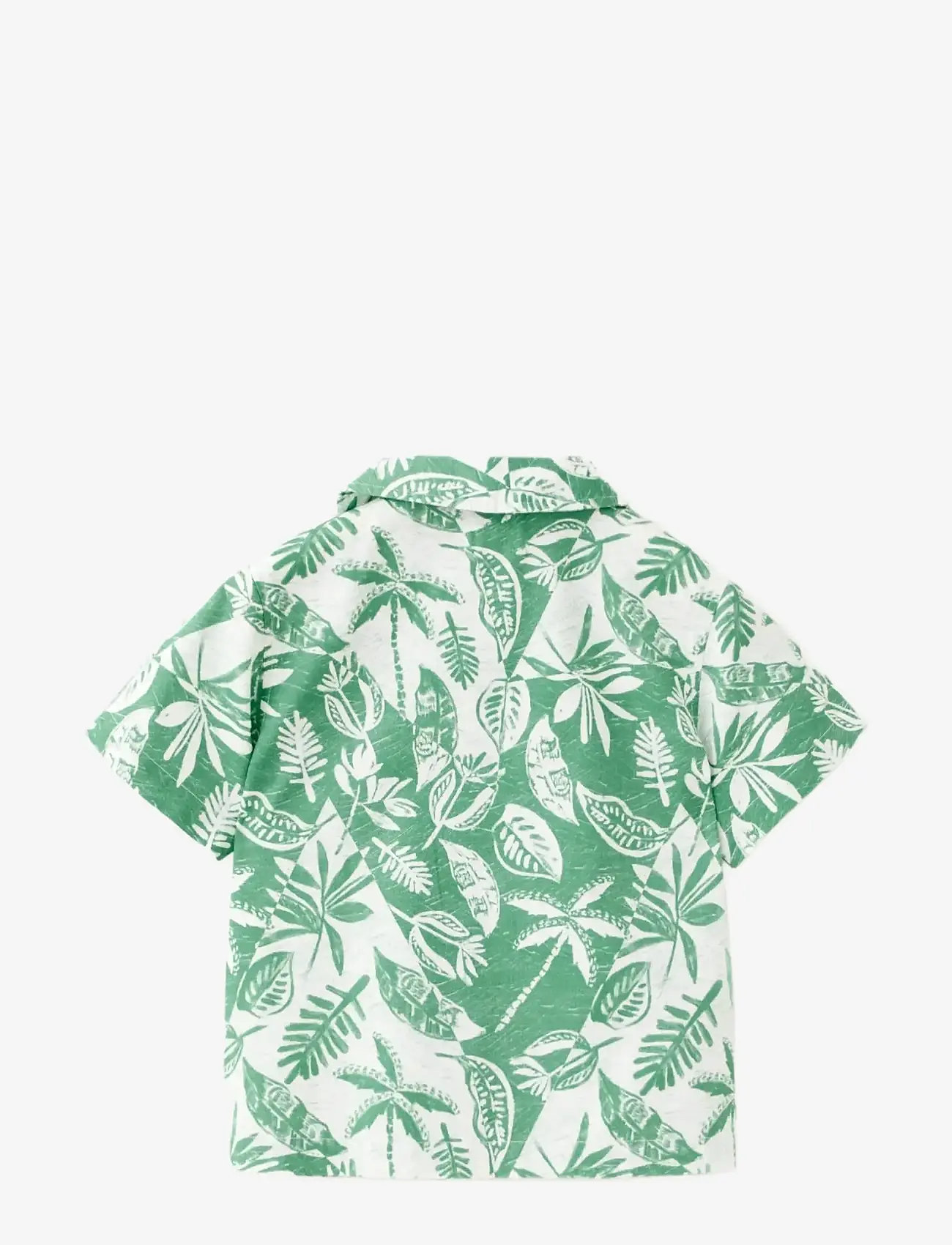 Mango - Floral-print cotton shirt - kortærmede skjorter - green - 1