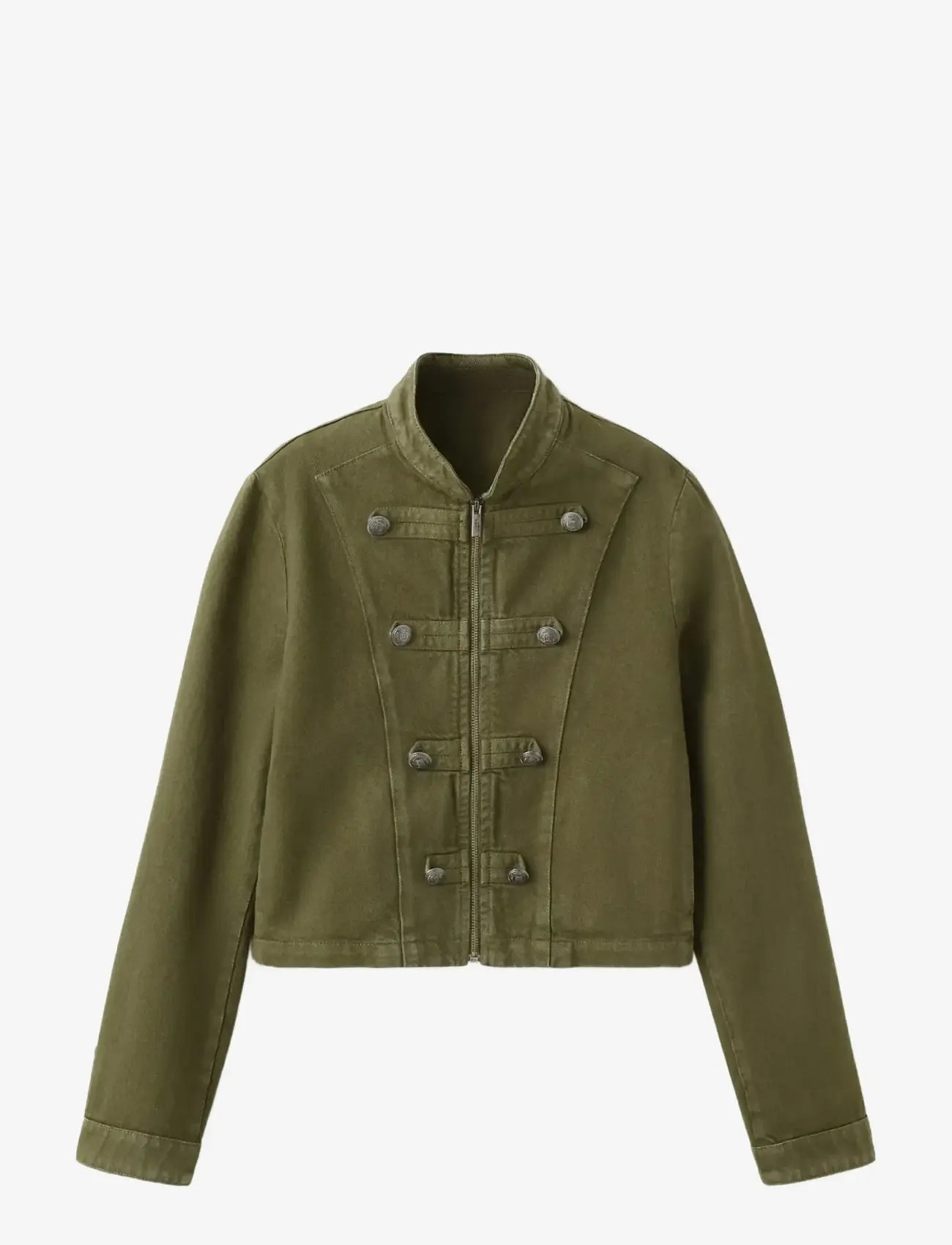 Mango - Denim jacket with buttons - beige - khaki - 1