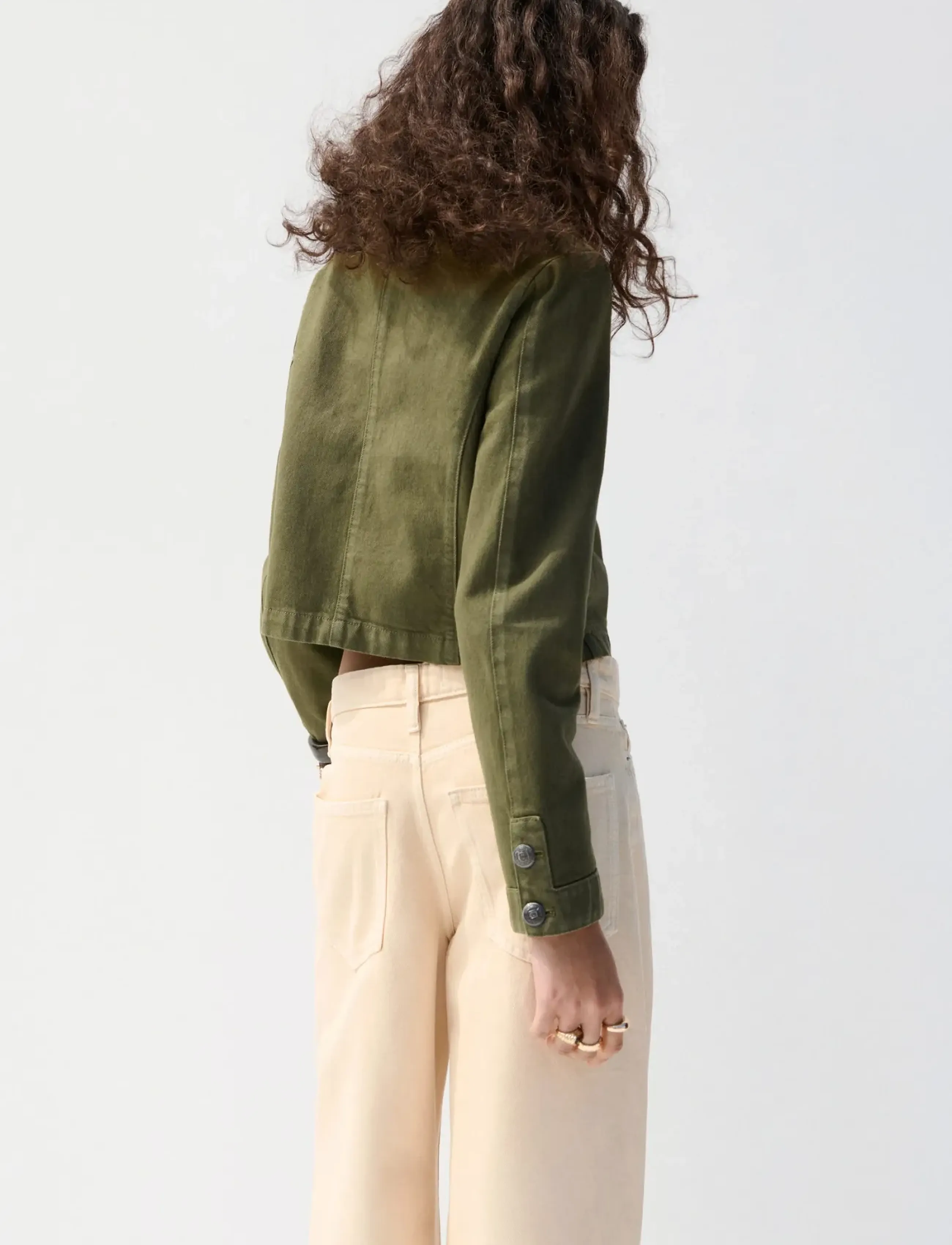 Mango - Denim jacket with buttons - denimjakker - beige - khaki - 2