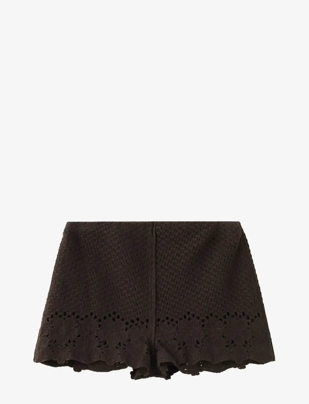 Mango - Embroidered openwork shorts - casual shorts - brown - 1