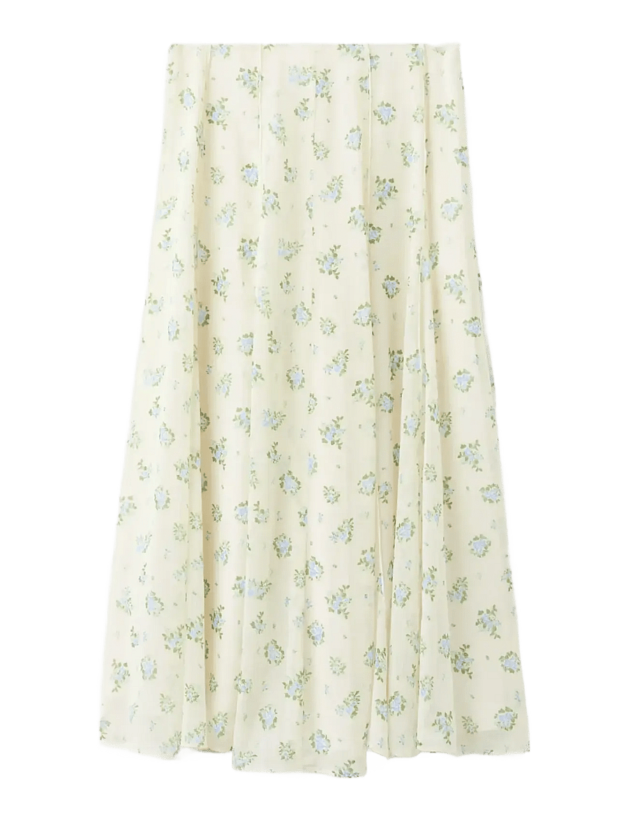 Mango - Floral godet skirt - midi kjolar - natural white - 1
