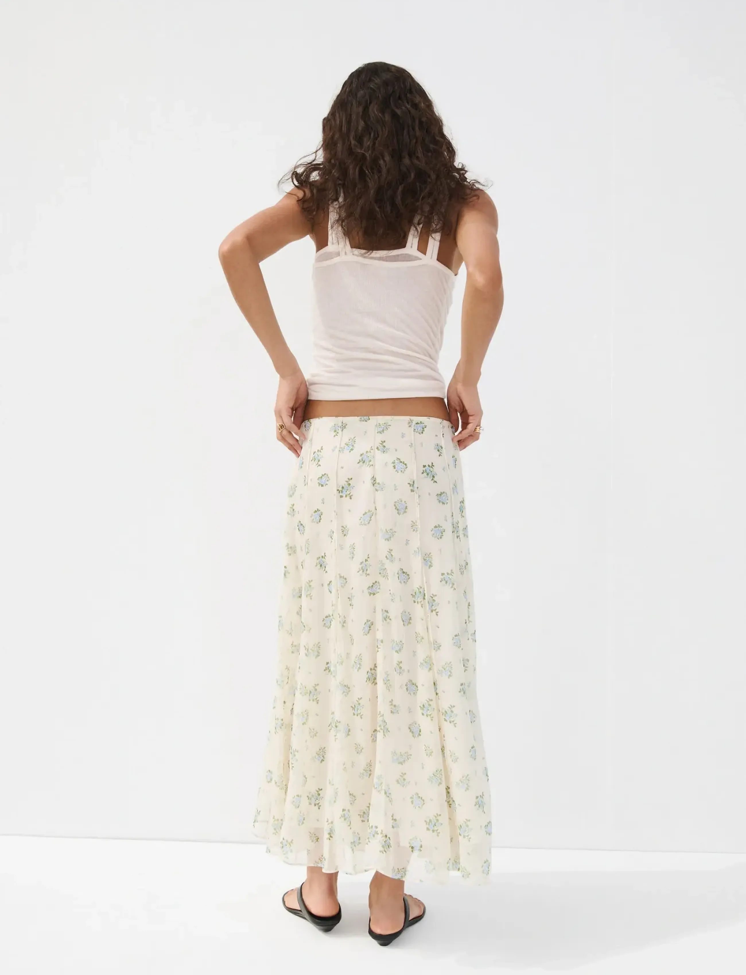 Mango - Floral godet skirt - midi kjolar - natural white - 2