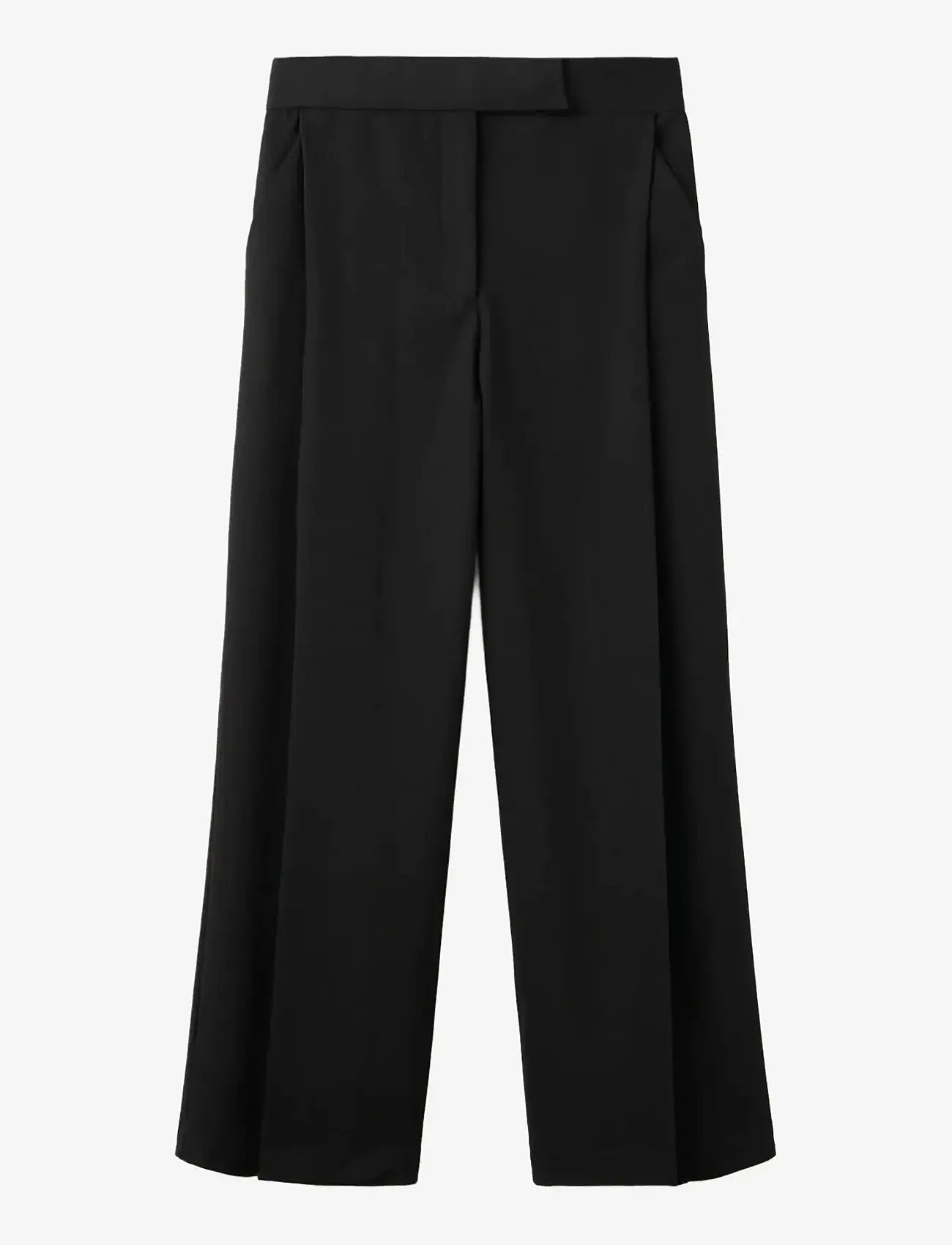 Mango - Pleated wide leg trousers - bukser med brede ben - black - 1