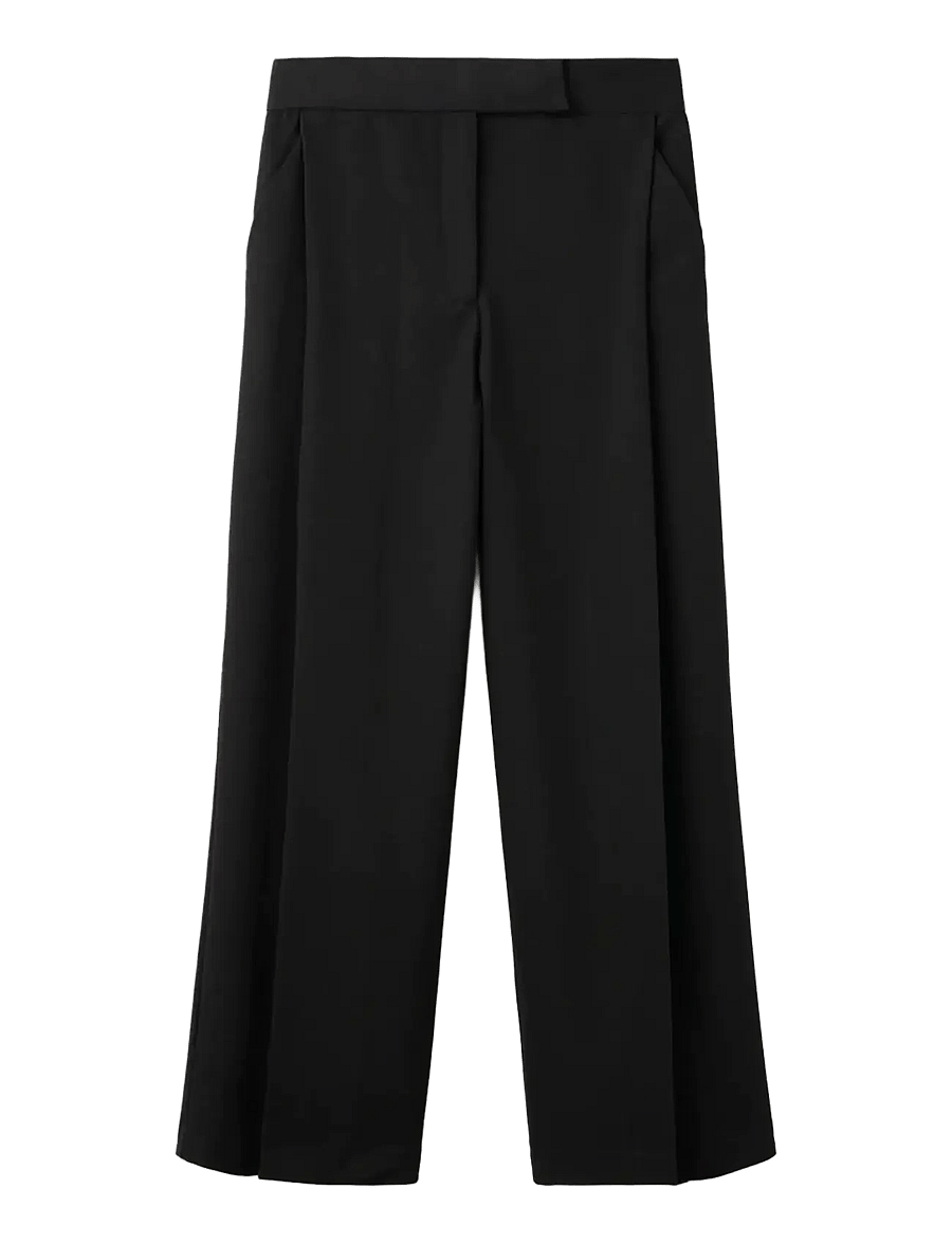 Mango - Pleated wide leg trousers - bukser med brede ben - black - 1