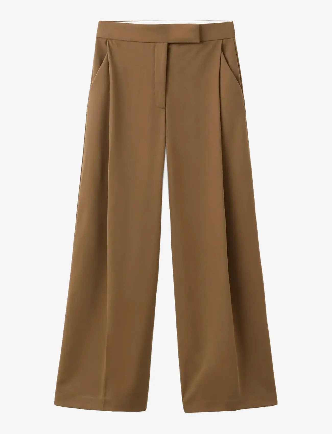 Mango - Pleated wide leg trousers - bukser med brede ben - medium brown - 1