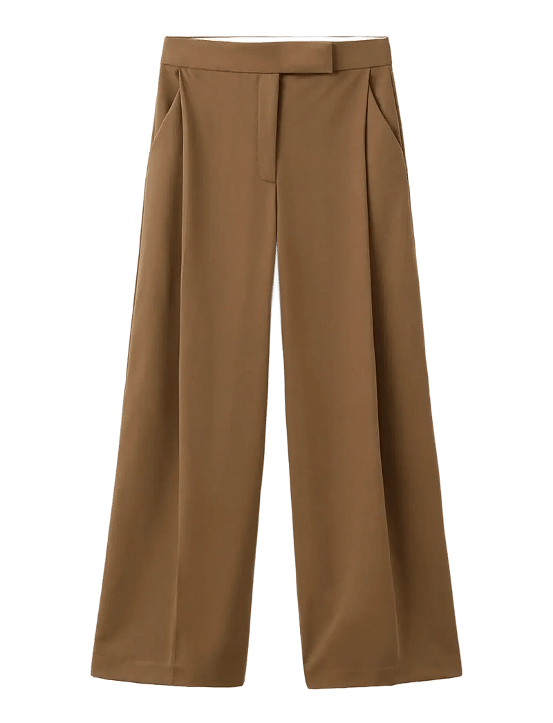 Mango - Pleated wide leg trousers - bukser med brede ben - medium brown - 1