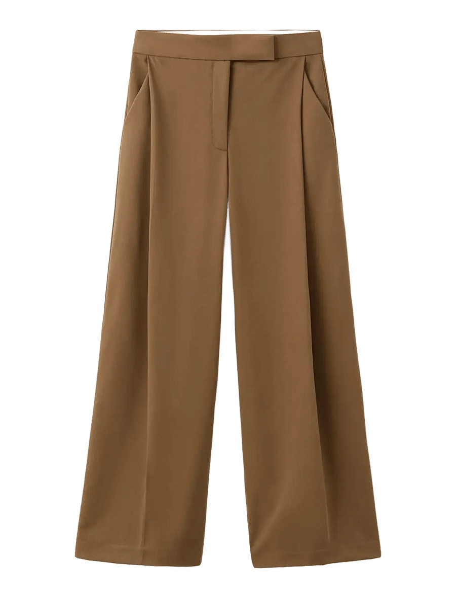 Mango - Pleated wide leg trousers - vide bukser - medium brown - 1
