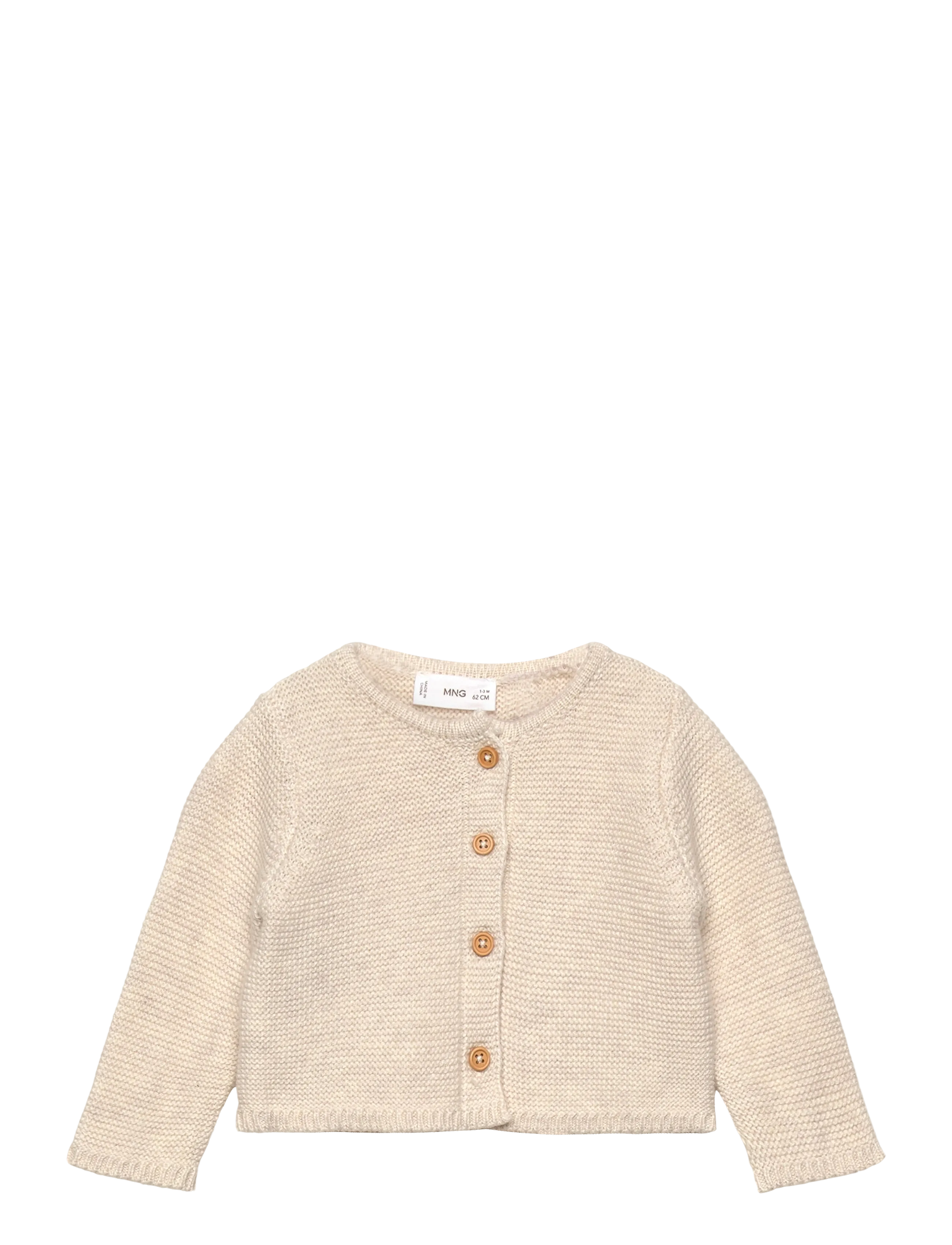 Mango Knitted Button Cardigan, 6-9M, Knitwear, Creme - Cardigans, Kinder